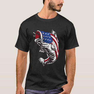 Camiseta Camuflagem de Pesca Bandeira Americana Usa Pescado