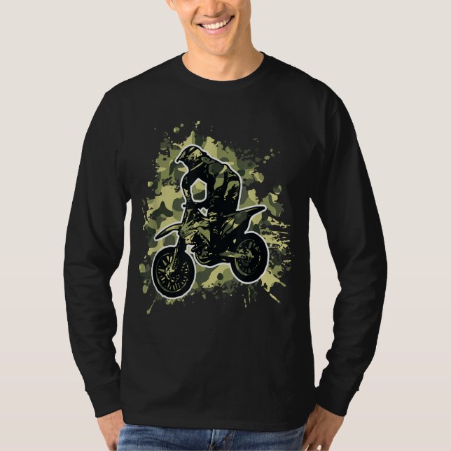 Camiseta Camuflagem Motocross Dirt Bike Camo (Frente)