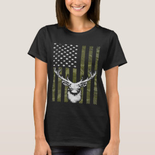 Camiseta Camuflagem Nos Estados Unidos Flag Deer Hunter Arc