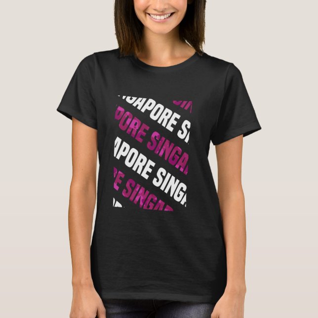 Camiseta Camuflagem Rosa Padrão de Cingapura (Frente)