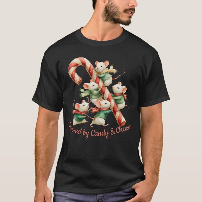 Camiseta Camundongos bonitos com Arte de Natal de Canas Doc (Frente)