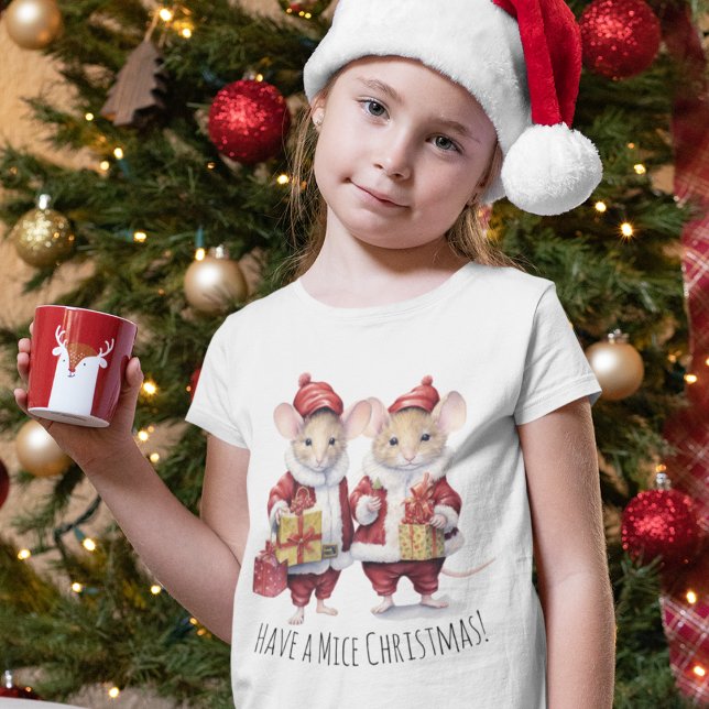 Camiseta Camundongos de Natal para Crianças Bonitas (Criador carregado)