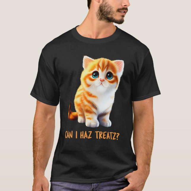 Camiseta Can I Haz Treatz Cute Cat Baby Talk Kitten Beautif (Frente)