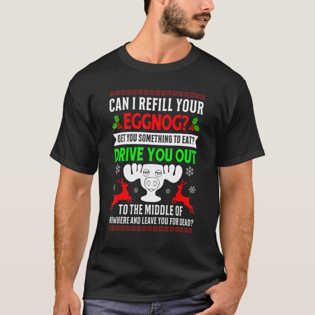 Camiseta Can I Refill Your Eggnog Fun Family Christmas Vaca (Frente)