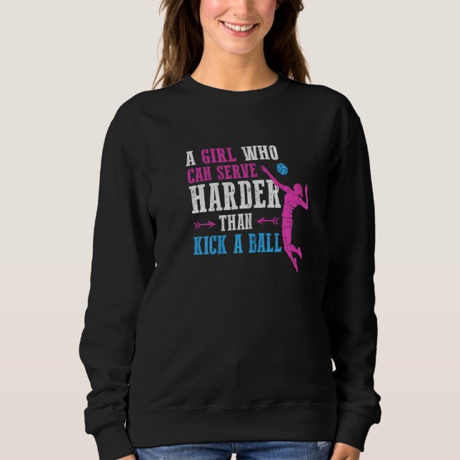 Camiseta Can Serve Harder   Volleyball Girl Women Youth Pla (Frente)