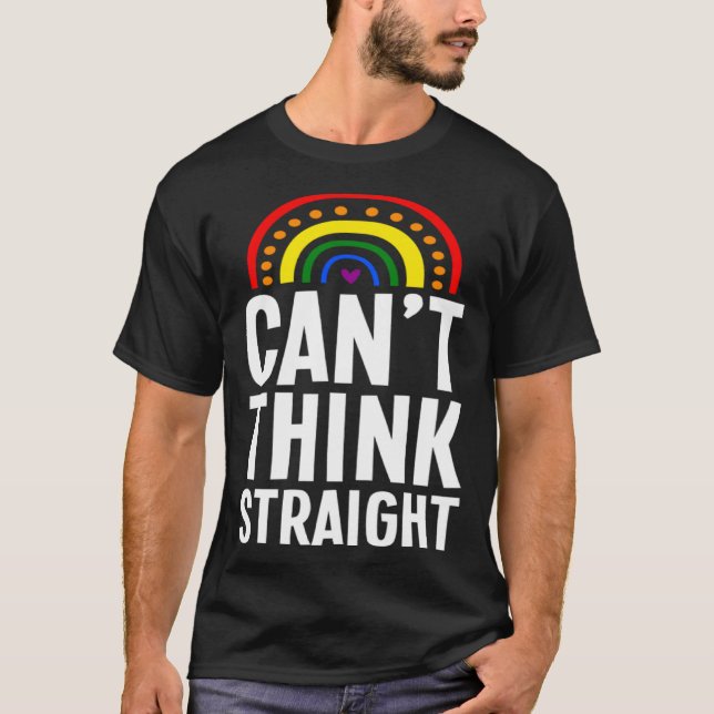 Camiseta Can t Think Straight Bohemian Rainbow Gay Pride Mi (Frente)