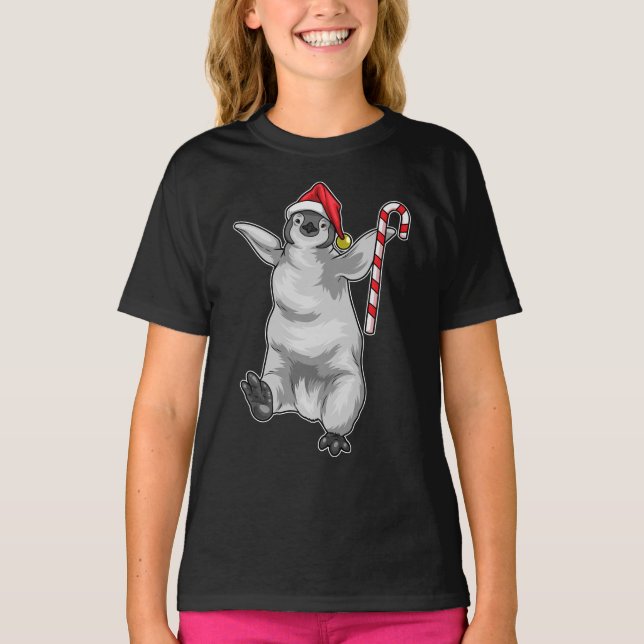 Camiseta Cana doce de Natal Pinguim (Frente)