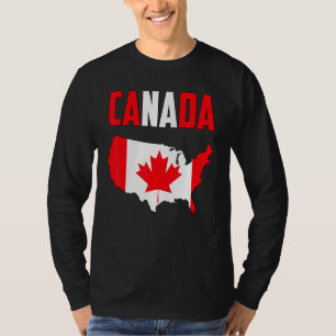 Camiseta Canadá American Map Canadian Flag Mapping Leaf Gra