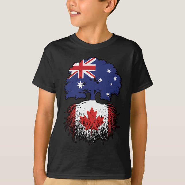 Camiseta Canadá, Austrália, Canadá, Raízes de Árvore (Frente)