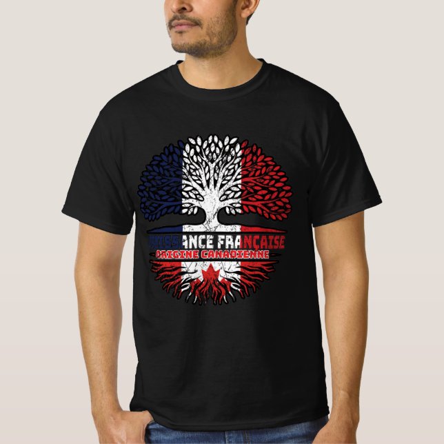 Camiseta Canadá Canadá Francês França Árvore Bandeira (Frente)