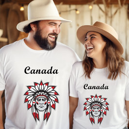 Camiseta Canadá Colorido Chefe Indígena Nativo Americano