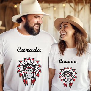 Camiseta Canadá Colorido Chefe Indígena Nativo Americano