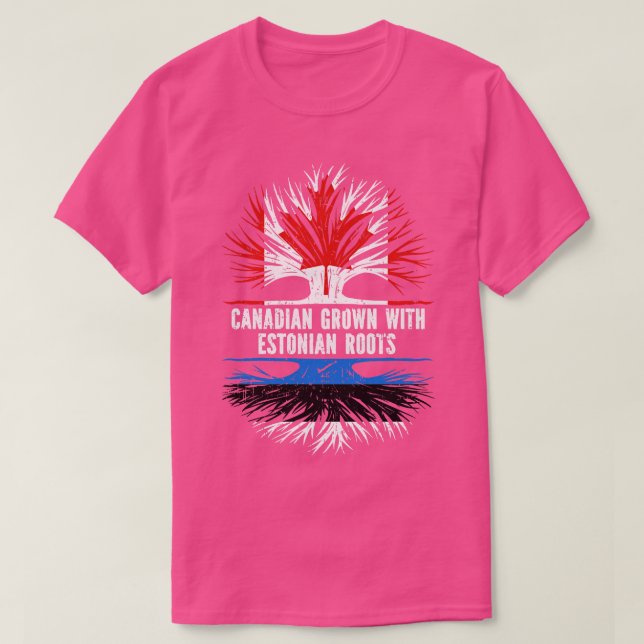 Camiseta Canadá crescido com bandeira estônia raízes no Can (Frente do Design)