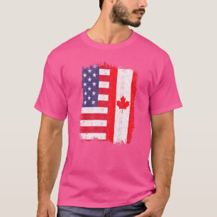 Camiseta Canadá, EUA, sinalizador americano, canadense