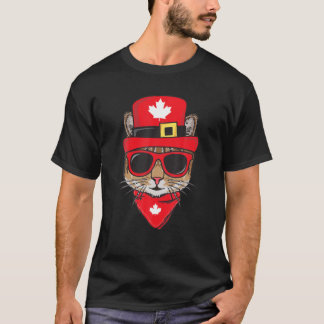 Camiseta Canada Flag Canadian Cat Sunglasses Funny Men Wome