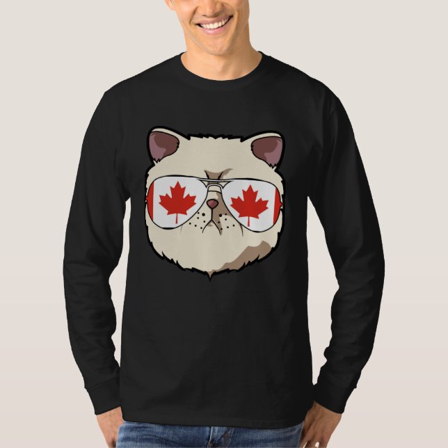 Camiseta Canada Flag Canadian Exotic Shorthaire Cat Sunglas (Frente)
