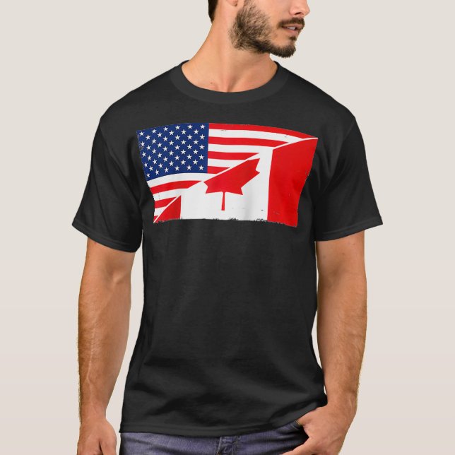 Camiseta Canadá Flag e EUA Flag Roots Canada Antiers A (Frente)