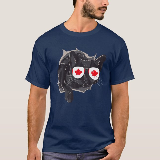 Camiseta Canadá Flag Funny Canadian Cat Sunvidles (Frente)