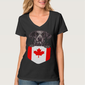 Camiseta Canada Flag German Shorthaired Pointer Dog In Pock