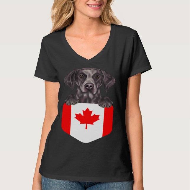Camiseta Canada Flag German Shorthaired Pointer Dog In Pock (Frente)