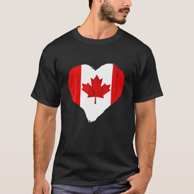 Camiseta Canadá Flag Heart Maple Leaf Canadian Pride Canadi (Frente)