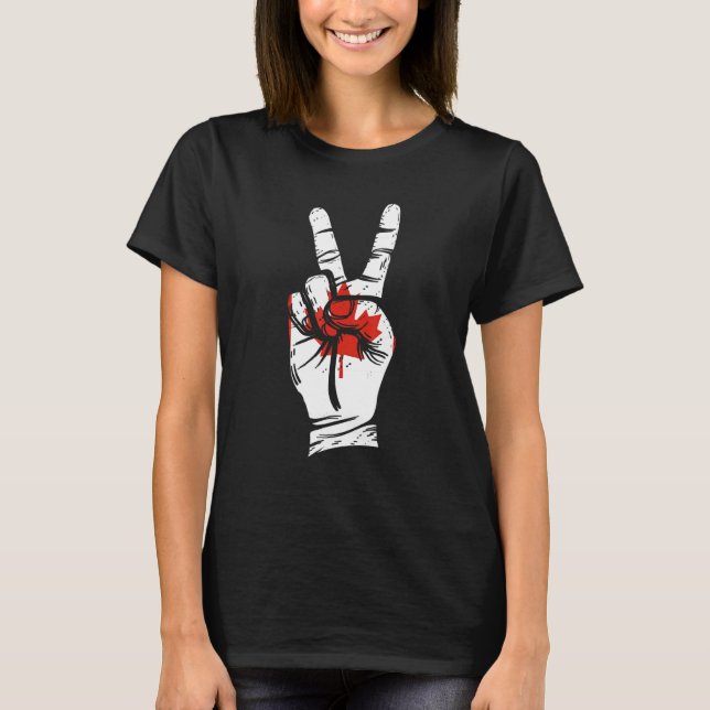 Camiseta Canada Flag Piece Sign Canadian (Frente)