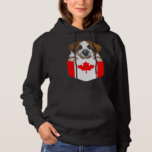 Camiseta Canada Flag St Bernard Dog In Pocket (Frente)