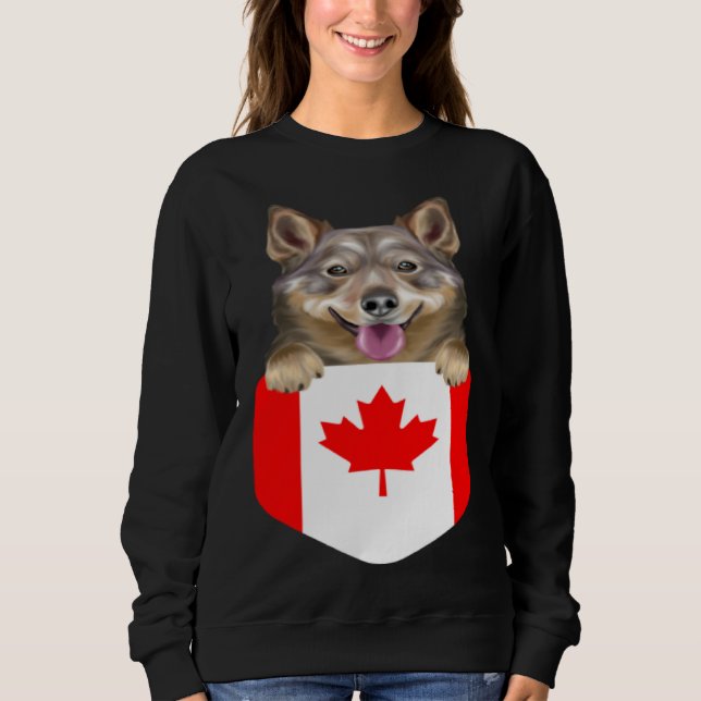 Camiseta Canada Flag Swedish Vallhund Dog In Pocket (Frente)