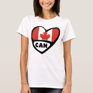 Camiseta Canadá Indicador de Código do País Coração, CAN