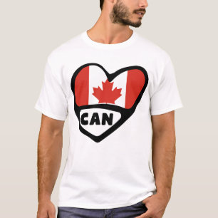 Camiseta Canadá Indicador de Código do País Coração, CAN