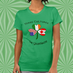 Camiseta Canada Irlanda EUA Trevo Bandeira Personalizada 