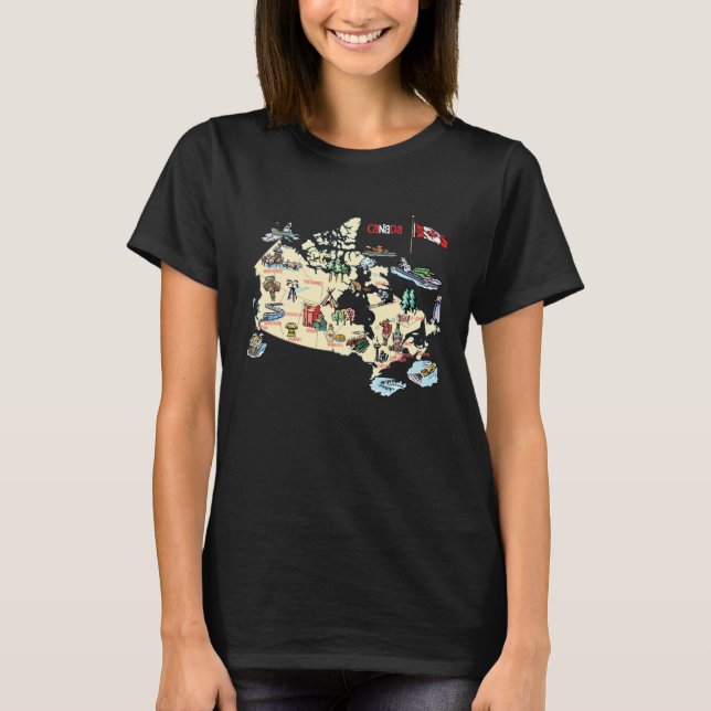 Camiseta Canada map major cities Tourist Destinations attra (Frente)