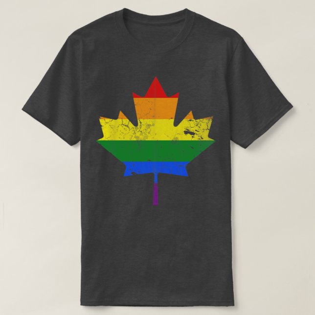 Camiseta Canadá Mapeia Leaf LGBTQ Igualdade de Orgulho gay (Frente do Design)