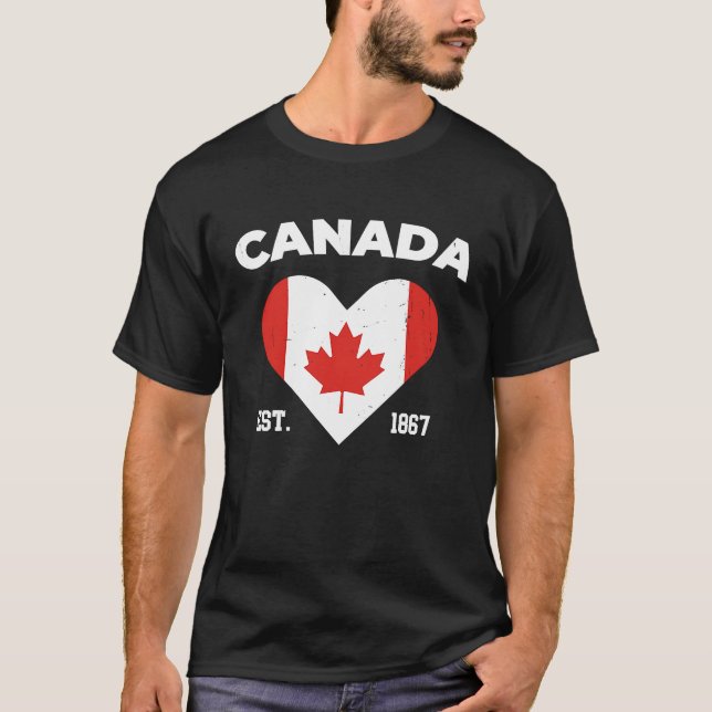 Camiseta Canada Maple Leaf Flag Heart  Canadian Patriot Van (Frente)