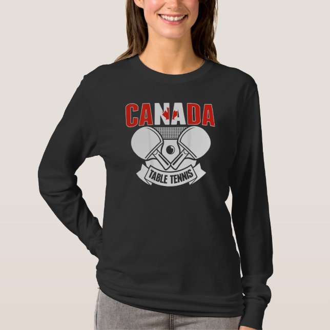 Camiseta Canadá Mesa Suporte a Ping Pong Canadiano (Frente)