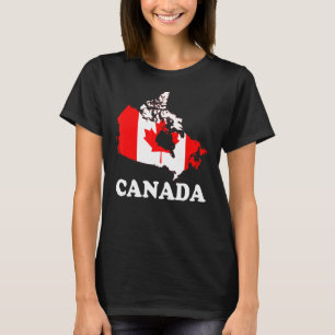 Camiseta Canadá Mulheres Homens Crianças Vermelho Mapeament