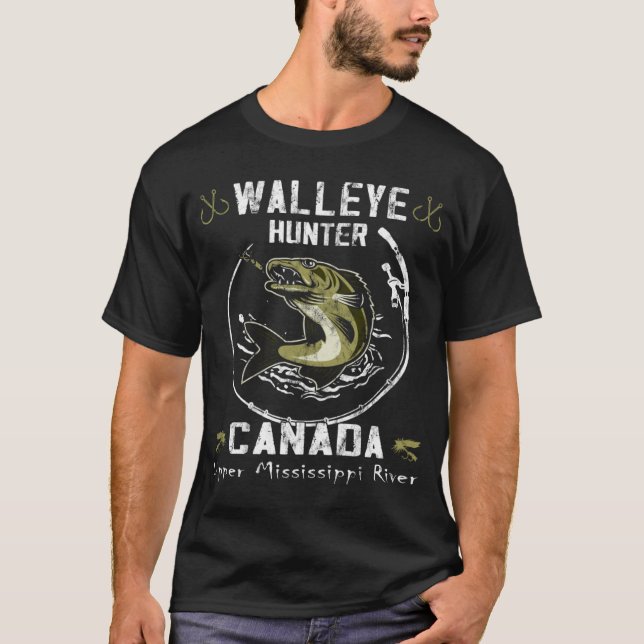 Camiseta Canadá pescando marinheiros-pescadores Walleye hun (Frente)
