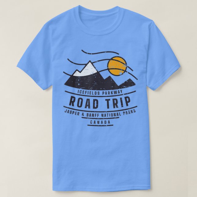 Camiseta Canadá Road Trip Japer Banff National Parks Vinta (Frente do Design)