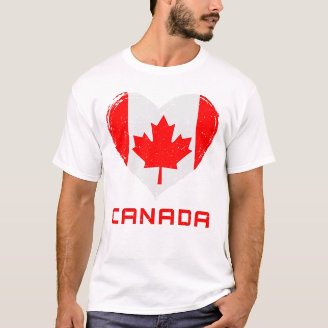 Camiseta Canadá Sinalizador: Coração em Dificuldade Branca  (Frente)