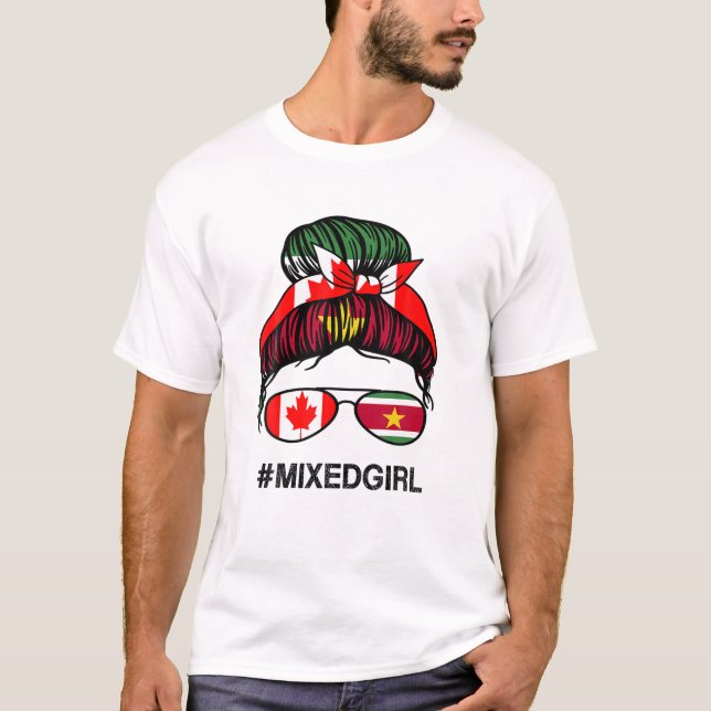 Camiseta Canadá Suriname Flag Canadense Surinamese Messy Bu (Frente)