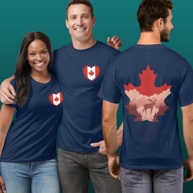 Camiseta Canada Wildlife Heart Double-Sided Graphic Tee (Criador carregado)