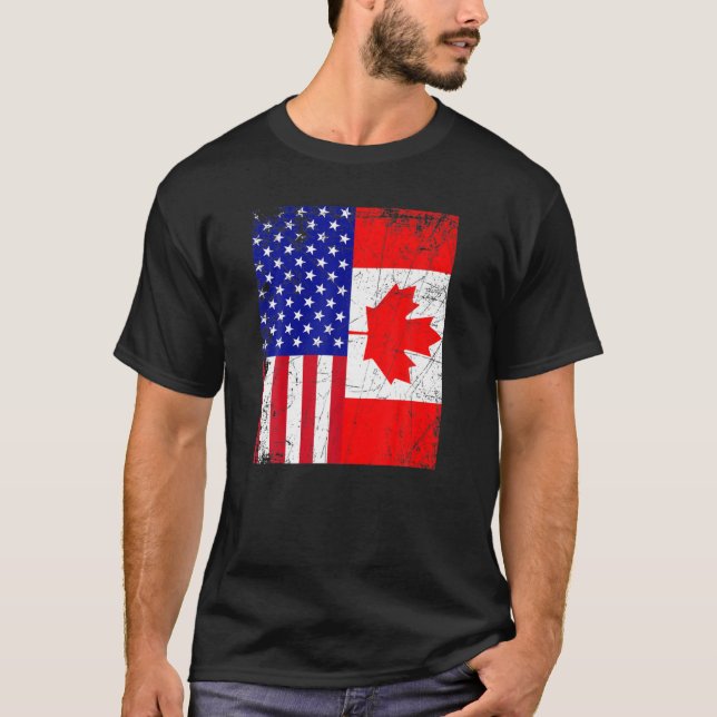 Camiseta Canadense American Canada Flag 4 De Julho (Frente)