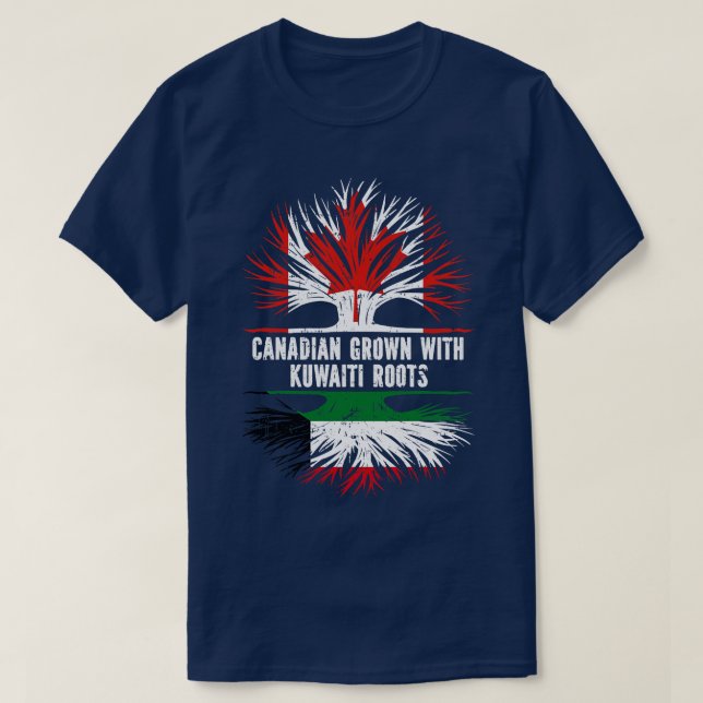 Camiseta Canadense Cresceu com Bandeira do Kuwaiti Roots no (Frente do Design)