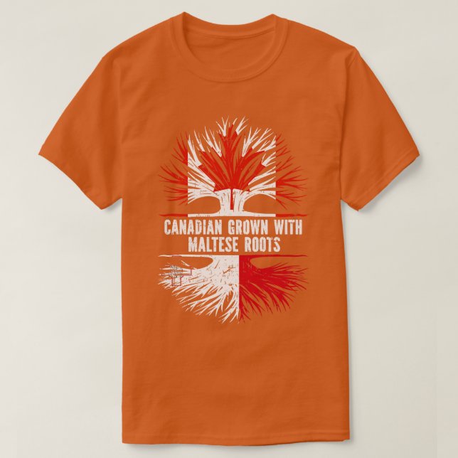 Camiseta Canadense Cresceu com Raízes Malteses e Bandeira d (Frente do Design)