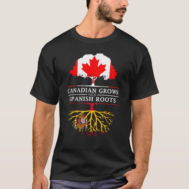 Camiseta Canadense crescido com design da espanha   das (Frente)