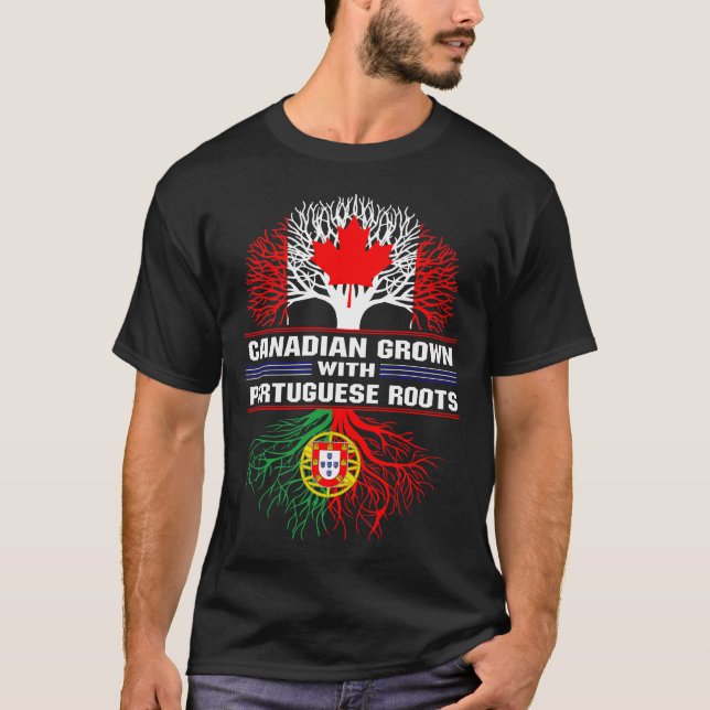 Camiseta Canadense crescido com Raízes portuguesas (Frente)