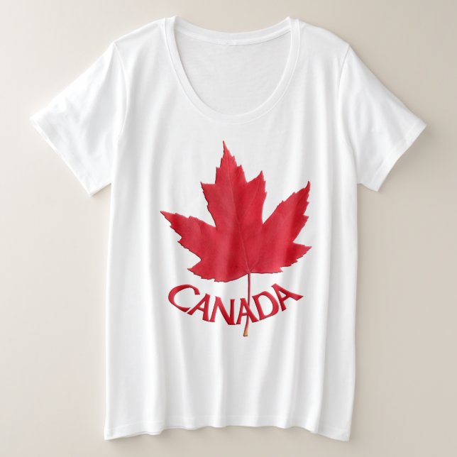 Camiseta canadense de tamanho mais feminino Canadá (Frente do Design)