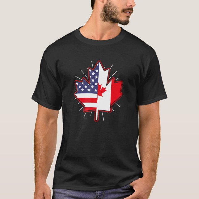 Camiseta Canadense Mapebook Leaf Usa Flag Canada Day For Me (Frente)