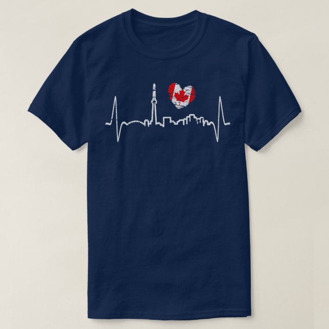 Camiseta Canadense Maple Leaf Heart beat Canadá (Frente do Design)