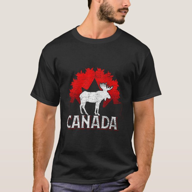 Camiseta Canadense Moose Maple Leaf Animal Canadá (Frente)